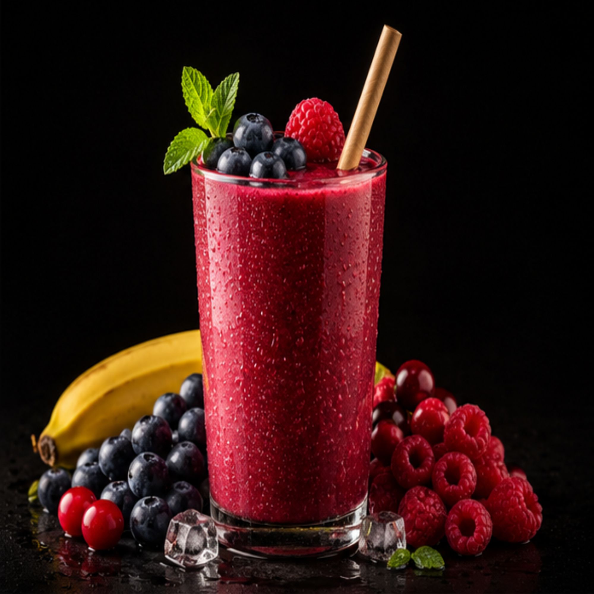 Smoothie Red Bliss: Plátano, arándano, frambuesa